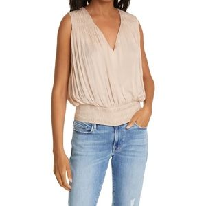 NWT Frame Pleat V-Neck Top Size Small Blush Nude Color MSRP $348